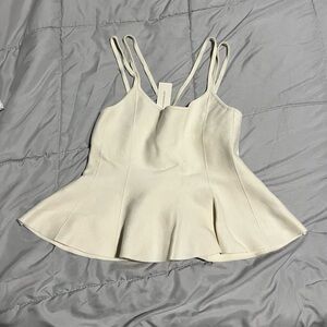 Anthropologie Cream Double-Strap Peplum Cami